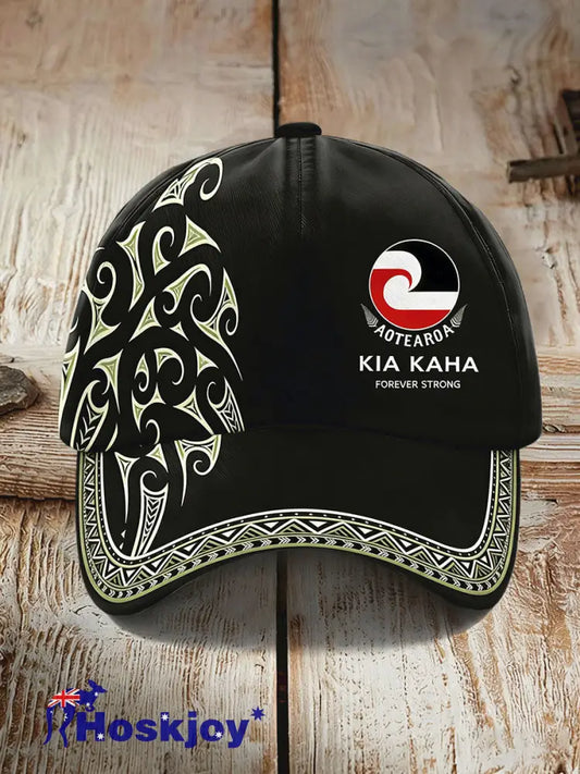 Unisex NZ Maori Art Kia Kaha Printed Hat Black / ONE