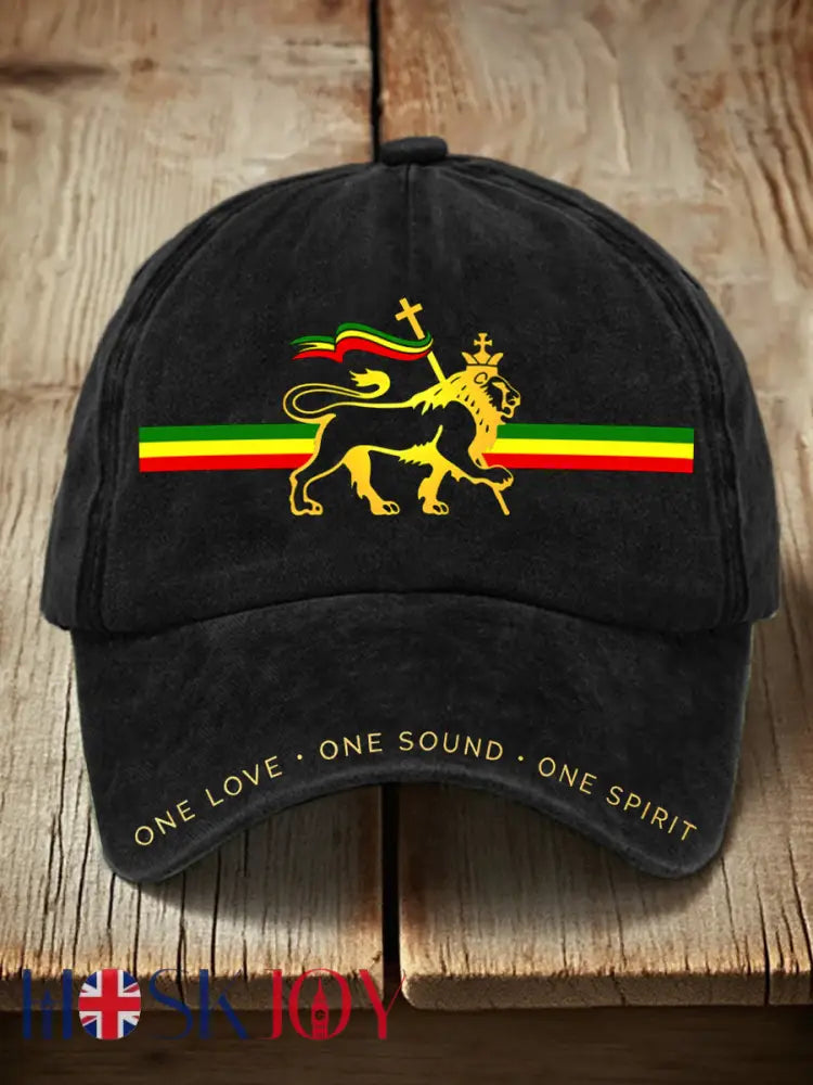 Unisex Reggae Inspired Lion Print Hat - Black / ONE