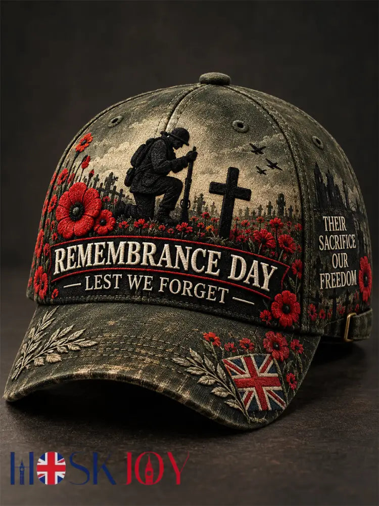 Unisex Remembrance Day Lest We Forget Hat - Army Green / ONE