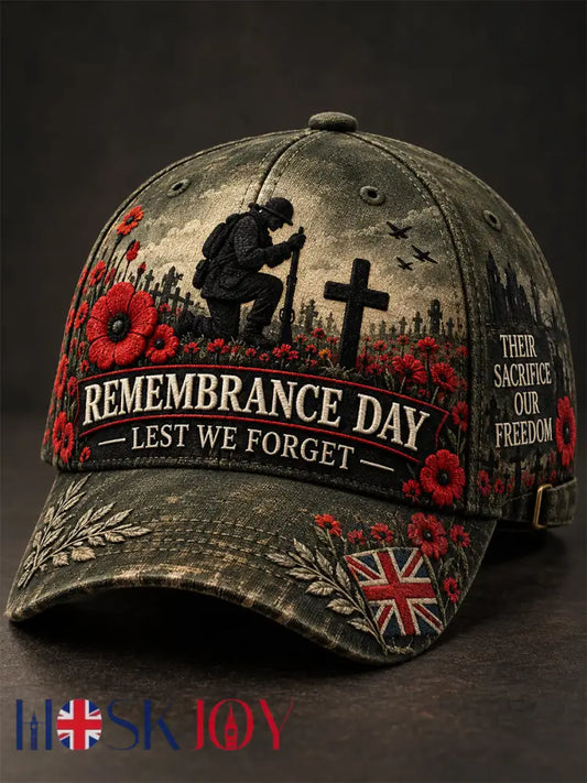 Unisex Remembrance Day Lest We Forget Hat - Army Green / ONE