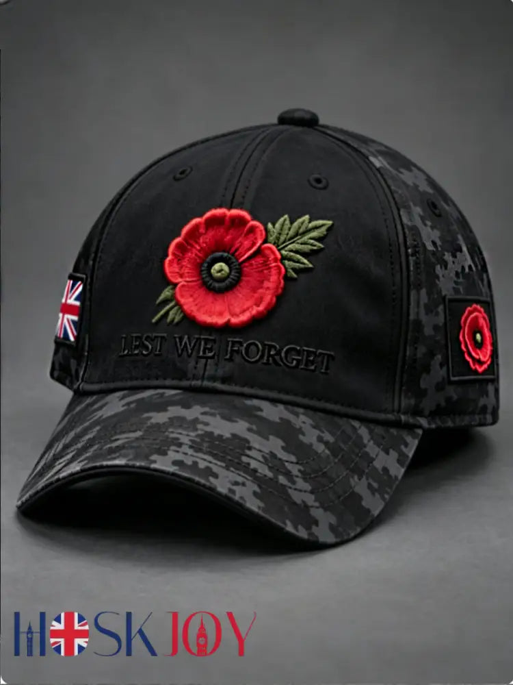 Unisex Remembrance Day Lest We Forget Hat - Black / ONE