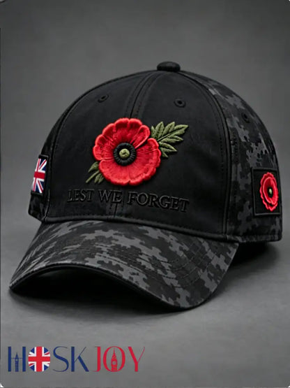 Unisex Remembrance Day Lest We Forget Hat - Black / ONE