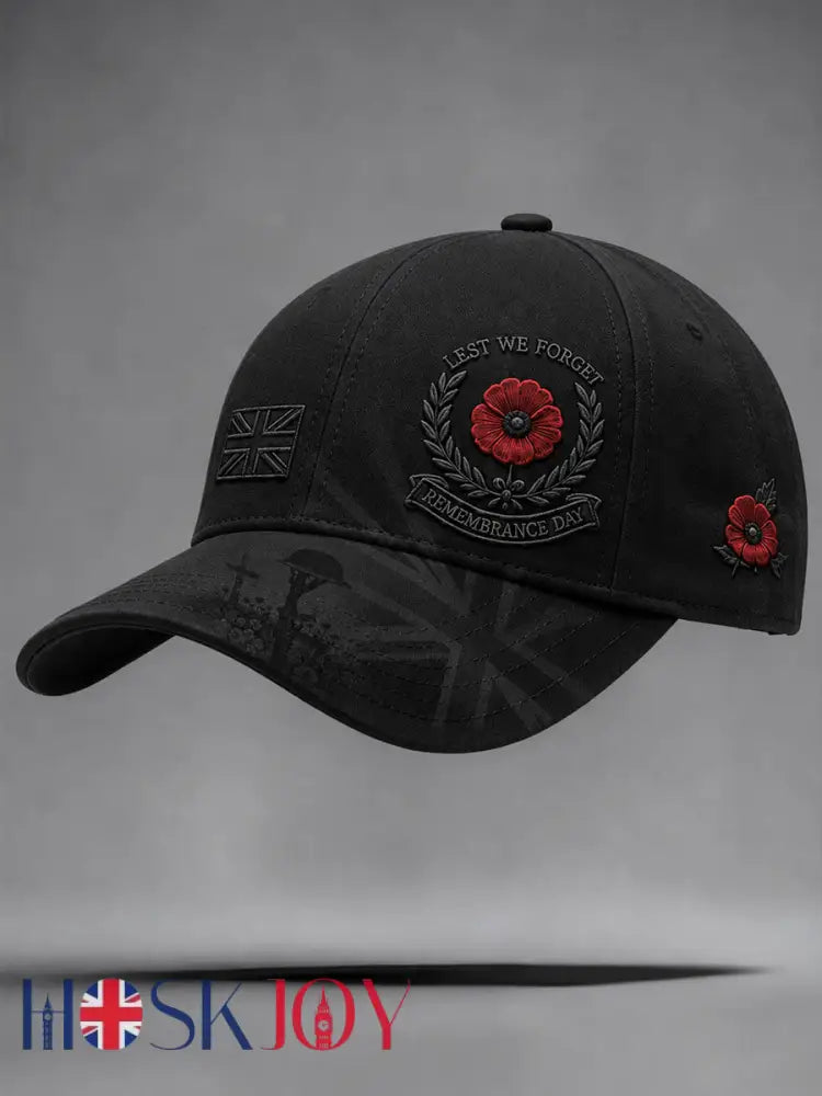 Unisex Remembrance Day Lest We Forget Hat - Black / ONE