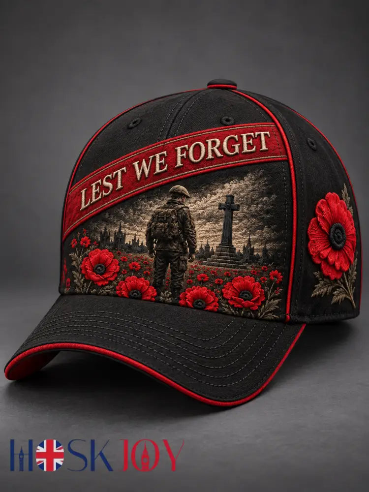 Unisex Remembrance Day Lest We Forget Hat - Black / ONE
