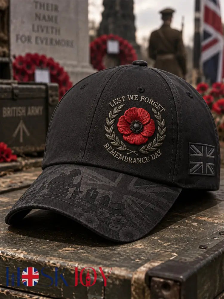 Unisex Remembrance Day Lest We Forget Hat - Black / ONE