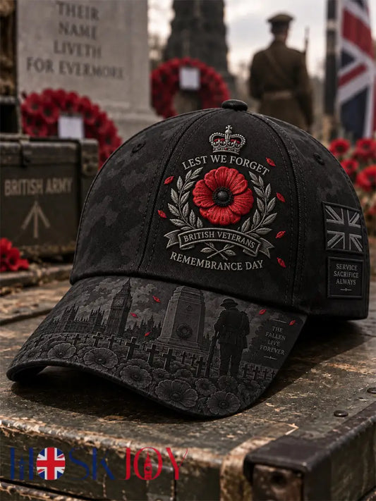Unisex Remembrance Day Lest We Forget Hat - Black / ONE