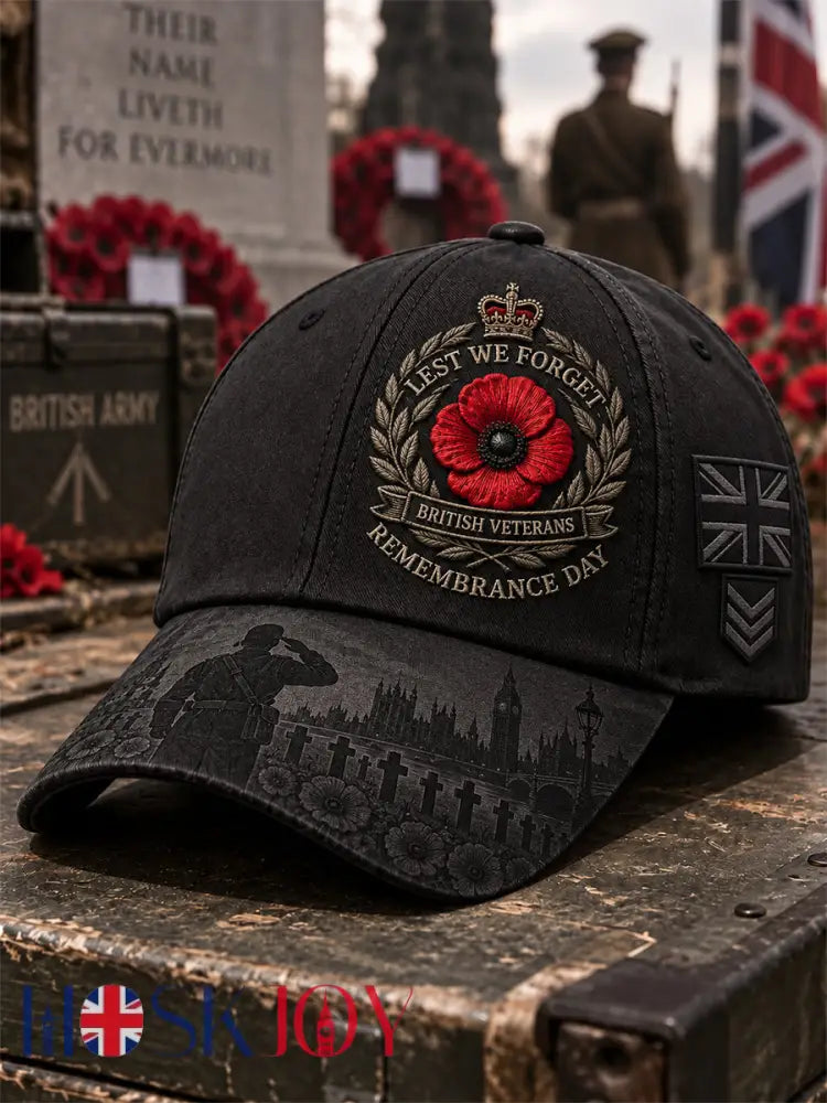 Unisex Remembrance Day Lest We Forget Hat - Black / ONE
