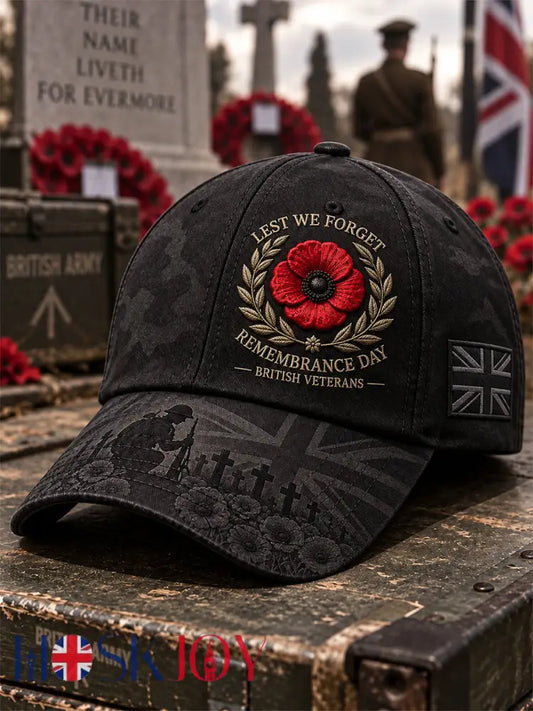 Unisex Remembrance Day Lest We Forget Hat - Black / ONE