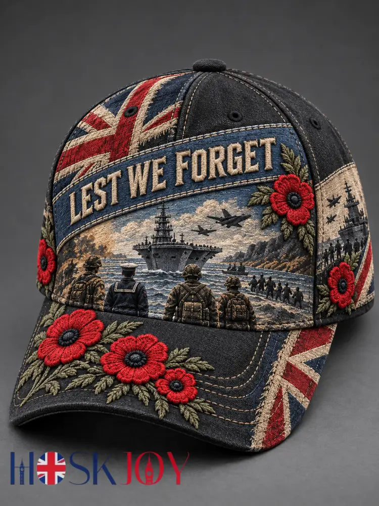 Unisex Remembrance Day Lest We Forget Hat - Black / ONE