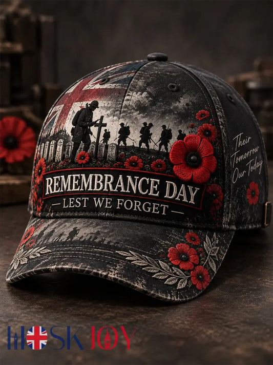 Unisex Remembrance Day Lest We Forget Hat - Dark Gray / ONE
