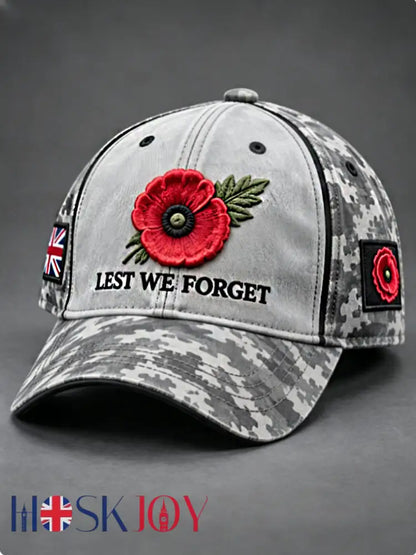 Unisex Remembrance Day Lest We Forget Hat - Gray / ONE