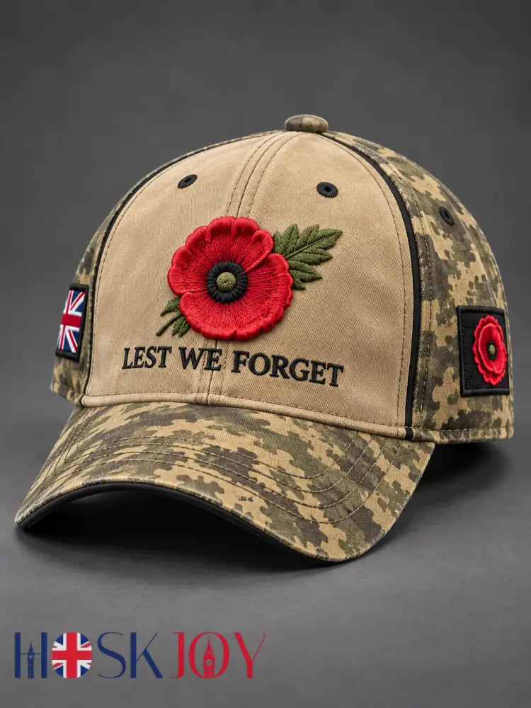 Unisex Remembrance Day Lest We Forget Hat - Khaki / ONE