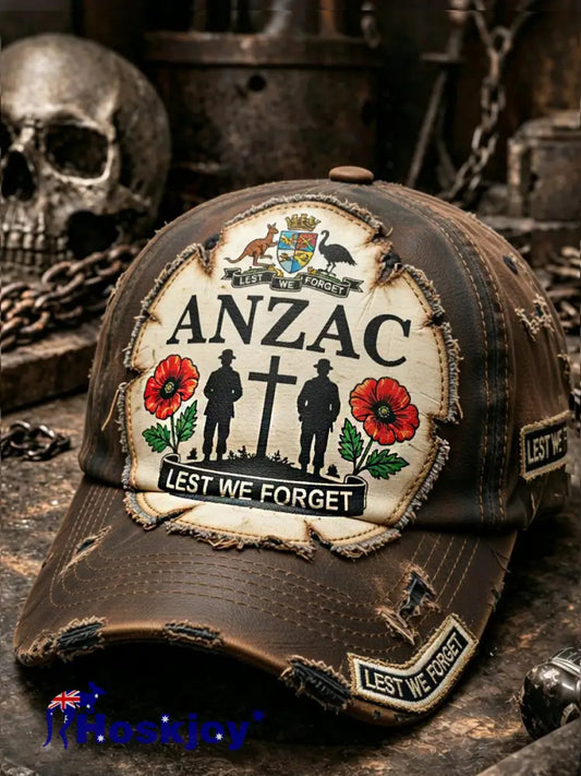 Unisex Retro ANZAC Commemorative Print Casual Hat - A / ONE
