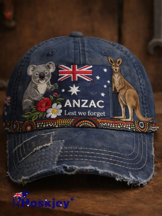Unisex Retro ANZAC Commemorative Print Casual Hat - A / ONE