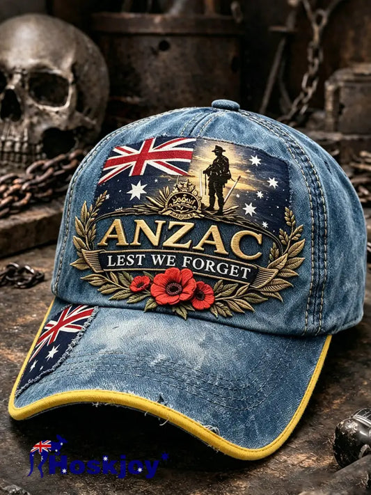 Unisex Retro ANZAC Commemorative Print Casual Hat - A / ONE