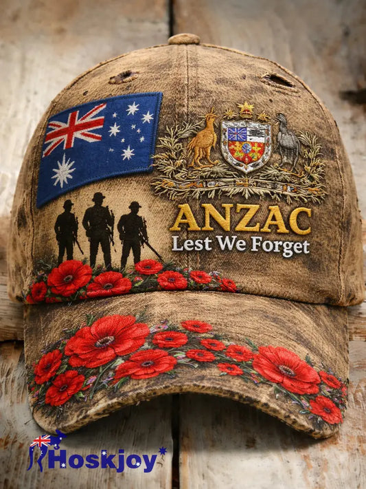 Unisex Retro ANZAC Commemorative Print Casual Hat A / ONE