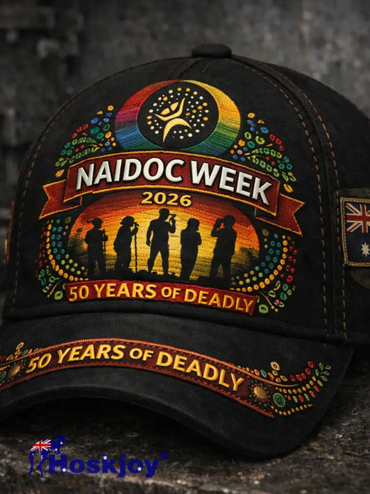 Unisex Retro Australian Art Print Casual Hat A / ONE