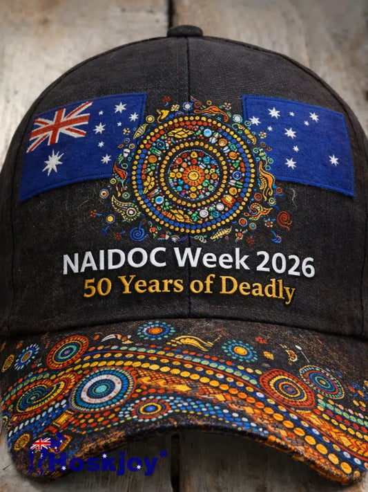 Unisex Retro Australian Art Print Casual Hat A / ONE