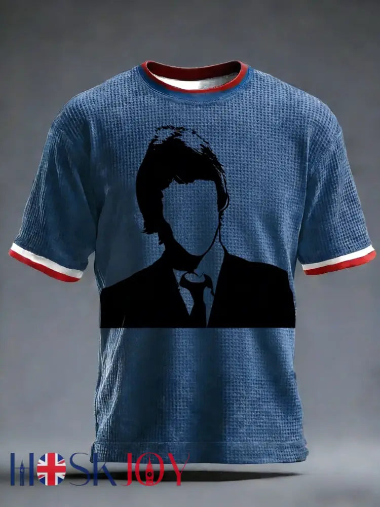 Unisex Retro Punk Band Paul Weller Art Casual Waffle Short-Sleeved Shirt - Blue / S