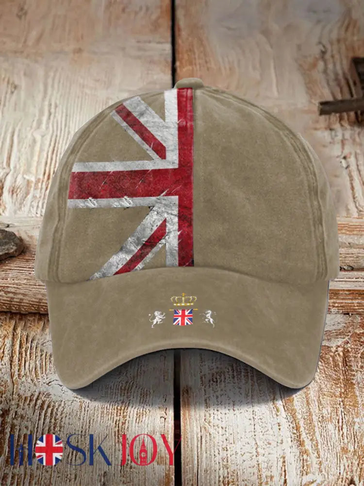 Unisex UK Flag Print Hat - Khaki / JM