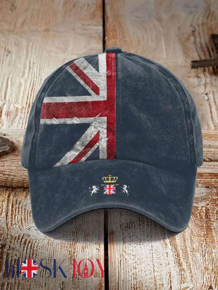 Unisex UK Flag Print Hat - Navy Blue / JM