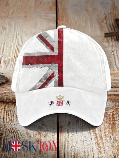 Unisex UK Flag Print Hat - White / JM