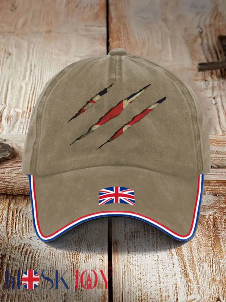 Unisex UK Flag Printed Hat - Khaki / JM