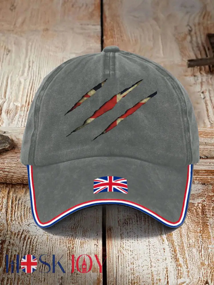 Unisex UK Flag Printed Hat - Light Gray / JM