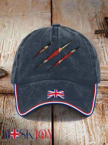 Unisex UK Flag Printed Hat - Navy Blue / JM