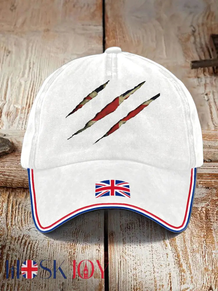 Unisex UK Flag Printed Hat - White / JM
