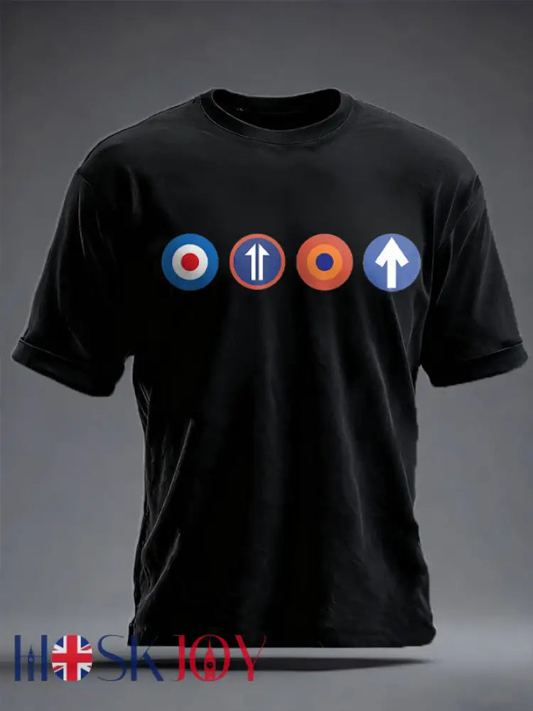 Unisex UK Mod Music Lover Printed T-shirt - Black / S