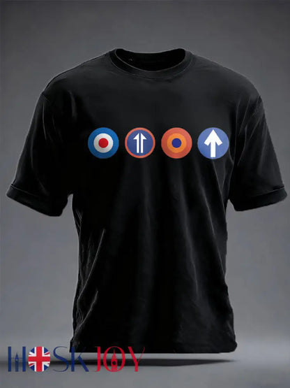 Unisex UK Mod Music Lover Printed T-shirt - Black / S