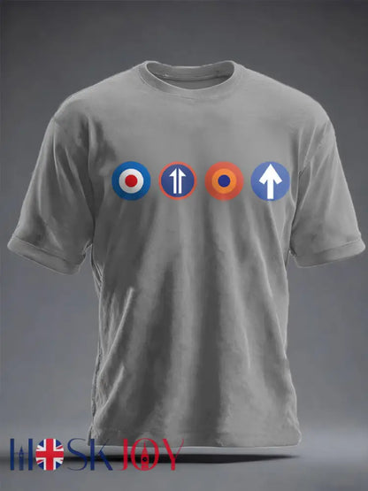Unisex UK Mod Music Lover Printed T-shirt - Light Gray / S