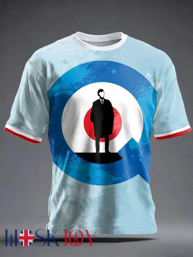 Unisex UK Mod Music Lover Printed T-shirt - Sky Blue / S