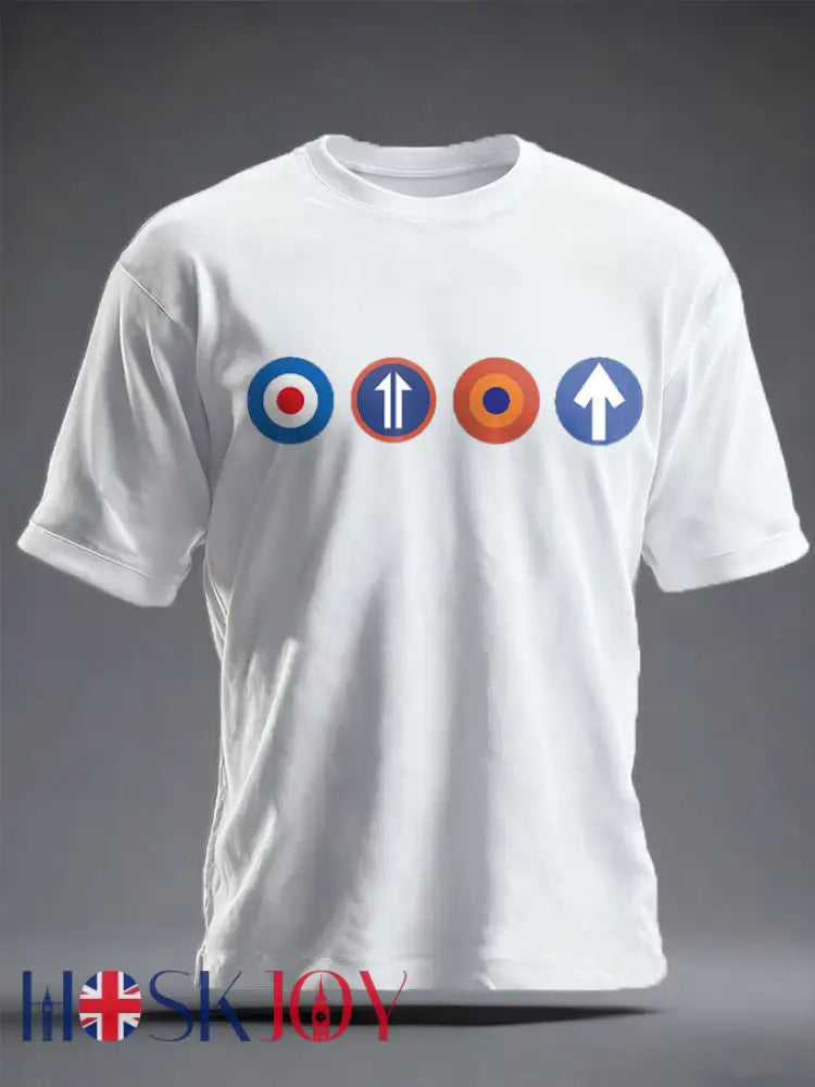 Unisex UK Mod Music Lover Printed T-shirt - White / S