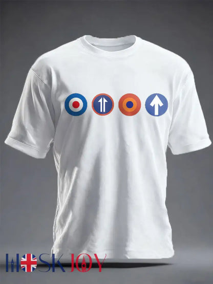 Unisex UK Mod Music Lover Printed T-shirt - White / S