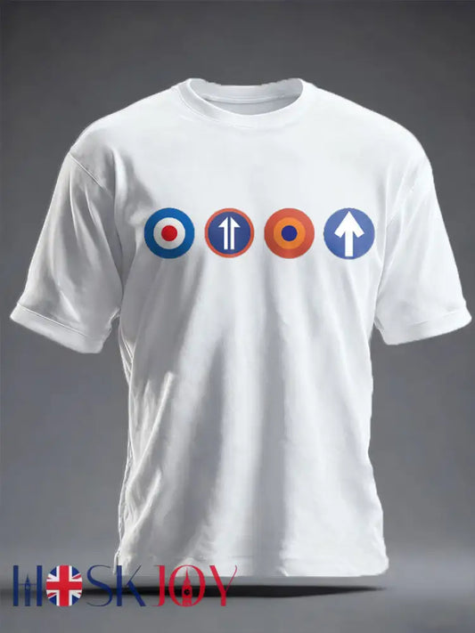 Unisex UK Mod Music Lover Printed T-shirt - White / S