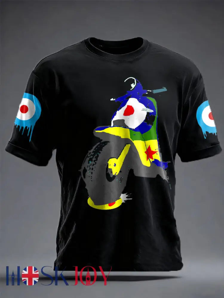 Unisex UK Mods Music Lover Printed T-shirt - Black / S