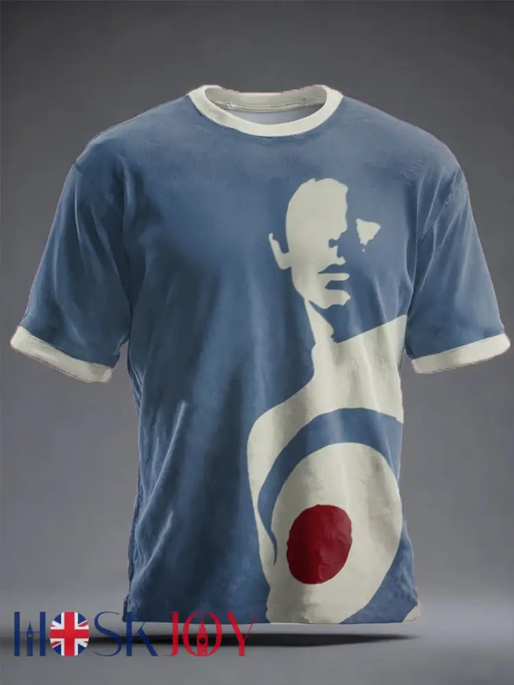 Unisex UK Mods Music Lover Printed T-shirt - Blue / S