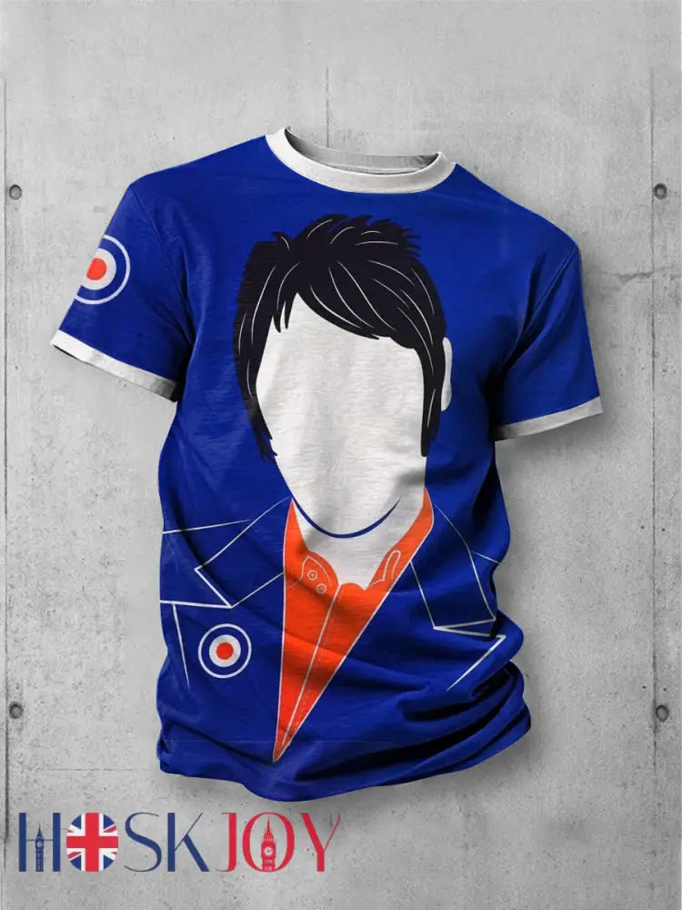 Unisex UK Mods Music Lover Printed T-shirt - Royal Blue / S
