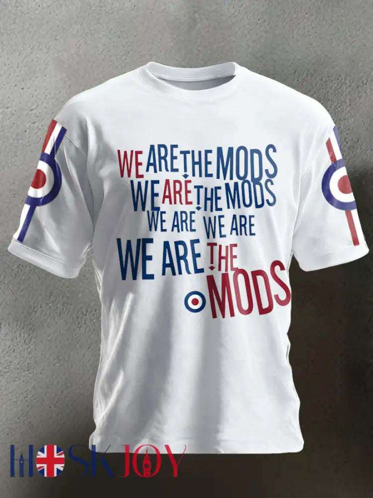 Unisex UK Mods Music Lover Printed T-shirt - White / S