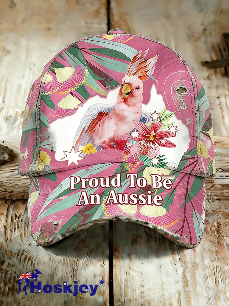 Unisex Vintage Australian Vacation Pattern Printed Hat A / ONE