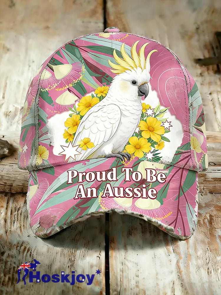 Unisex Vintage Australian Vacation Pattern Printed Hat A / ONE