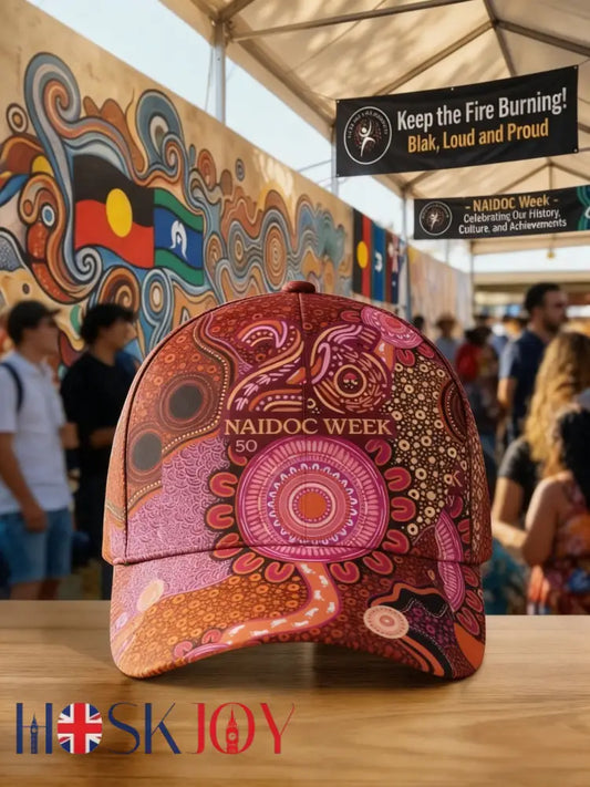 Vintage AU Aboriginal Art NAIDOC Week Printed Washed Hat - Pink / ONE