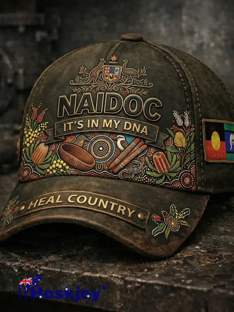 Vintage AU Aboriginal Culture Printed Casual Washed Hat - Brown / ONE