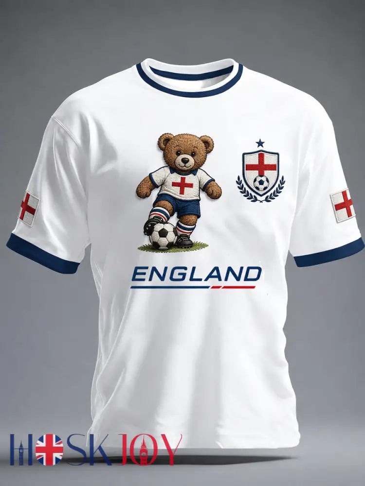 Vintage British Paddington Bear Soccer Art Print Casual T-Shirt - A / S
