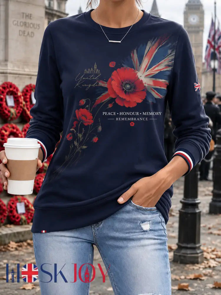 Woman’s Vintage British Rememberance Day-Themed Printed Sweatshirt - A / S