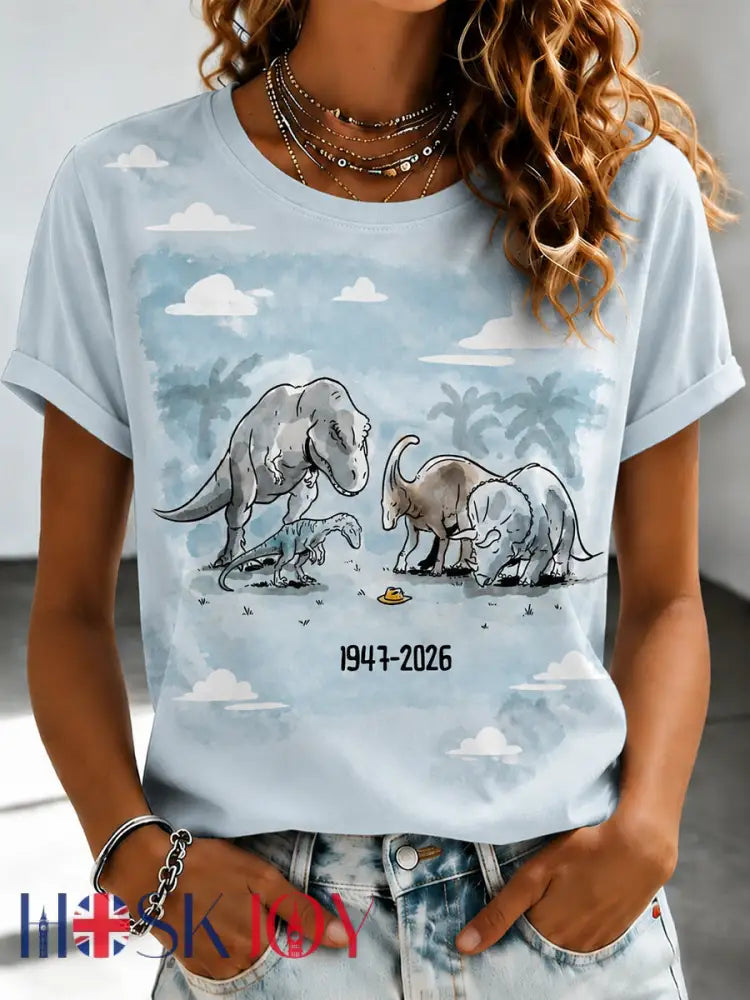 Women’s 1947-2026 Memorial Vintage Dinosaur Graphic T-shirt - As picture / S