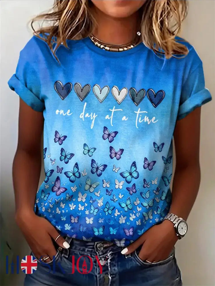 Women’s Alzheimer’s Awareness Support Print Tee - Blue / S