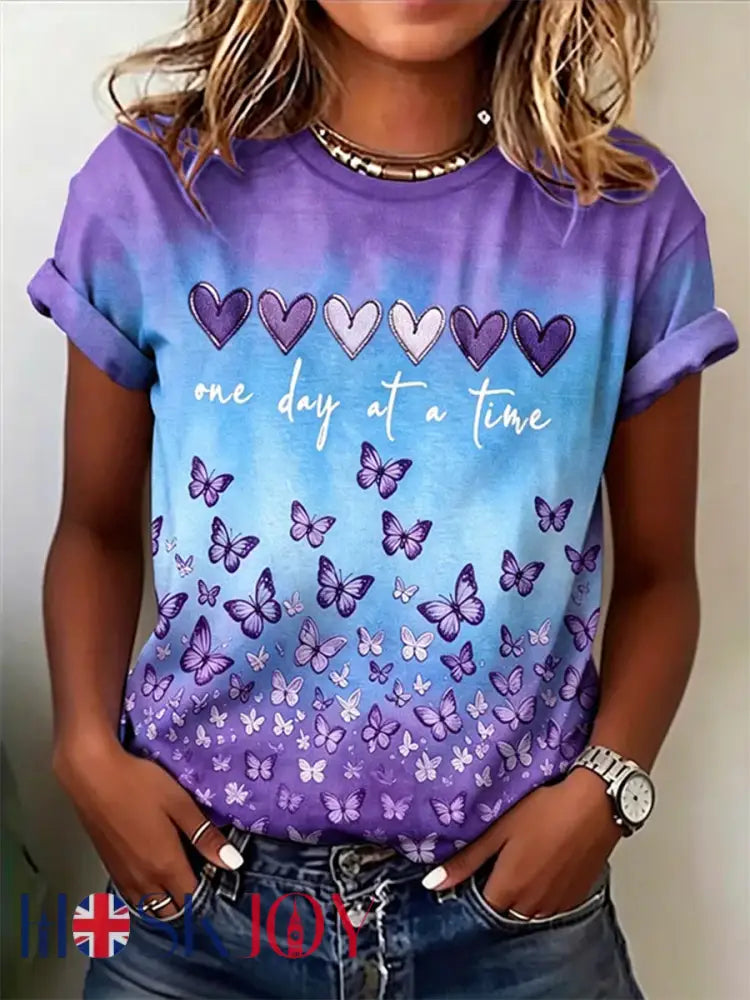 Women’s Alzheimer’s Awareness Support Print Tee - Purple / S
